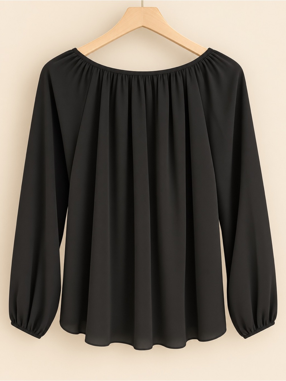 Theory Silk Long-Sleeve Gathered Scoop Neck Blouse,  ✨ - Picture 4 of 4